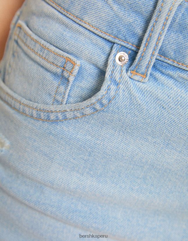 azul claro Bershka mujer shorts de mezclilla enrollados 806J6B1726