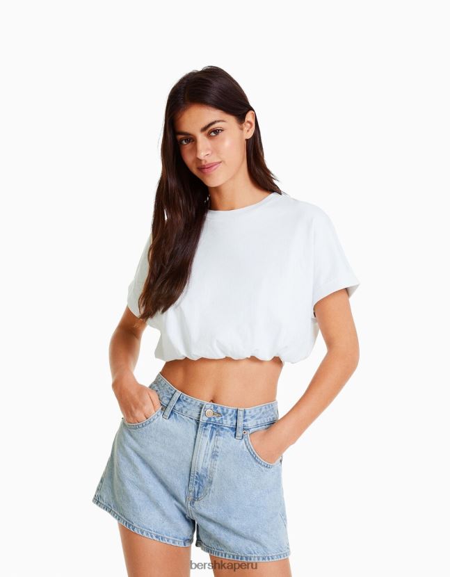 azul claro Bershka mujer shorts de mezclilla mom fit 806J6B1679