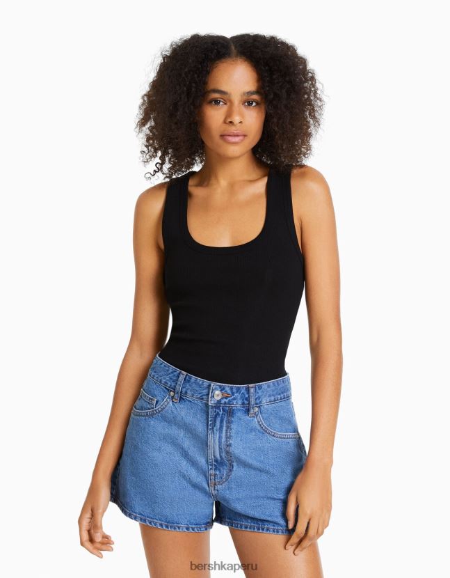 azul claro Bershka mujer shorts de mezclilla mom fit 806J6B1683