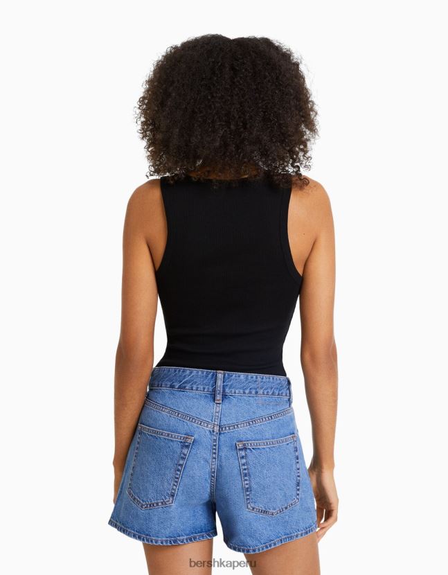 azul claro Bershka mujer shorts de mezclilla mom fit 806J6B1683