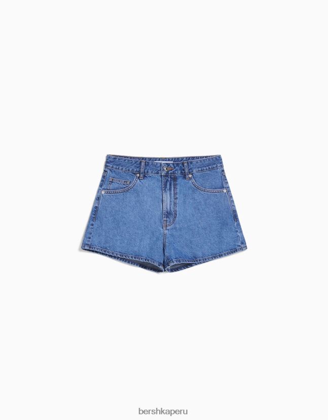 azul claro Bershka mujer shorts de mezclilla mom fit 806J6B1683