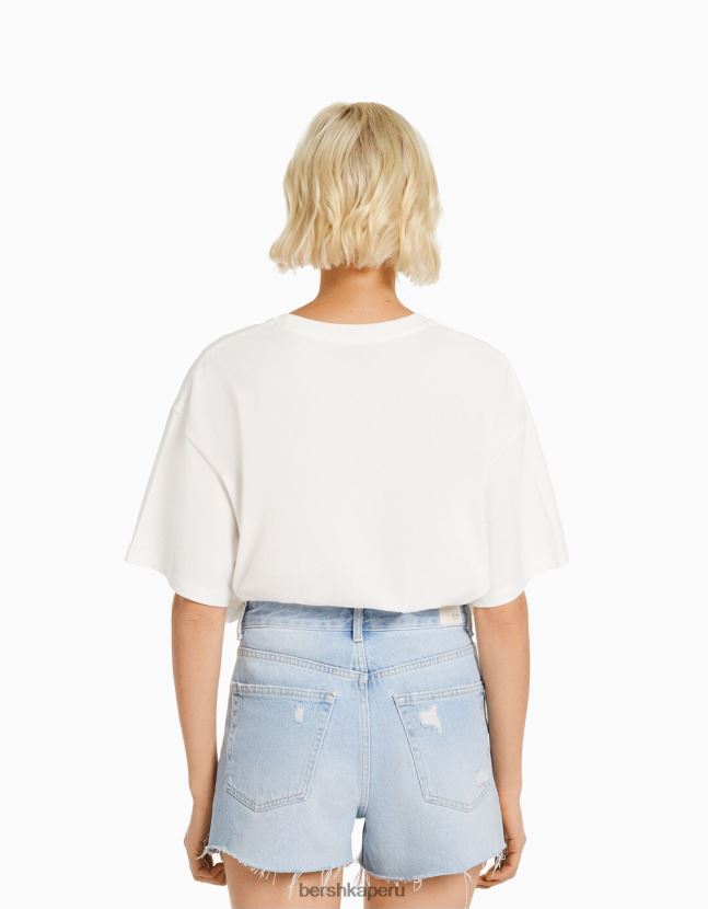 azul claro Bershka mujer shorts de mezclilla rotos con bolsillos 806J6B1712