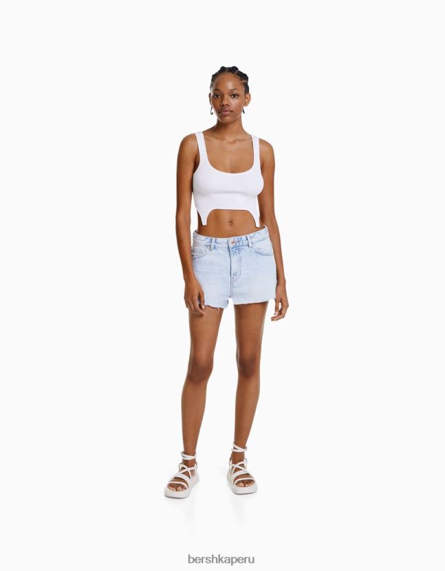 azul claro Bershka mujer shorts de mezclilla rotos vintage 806J6B1719