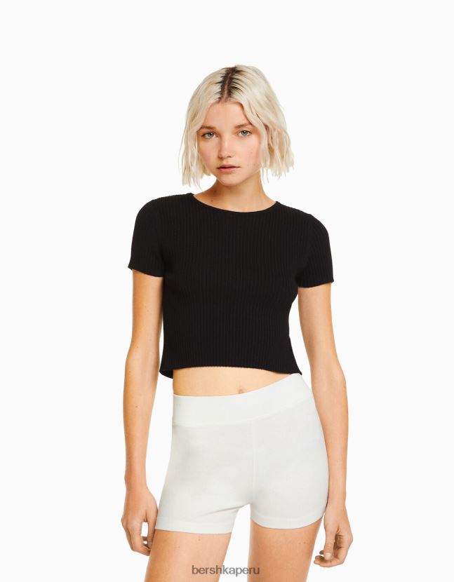 blanco Bershka mujer shorts cortos 806J6B1704