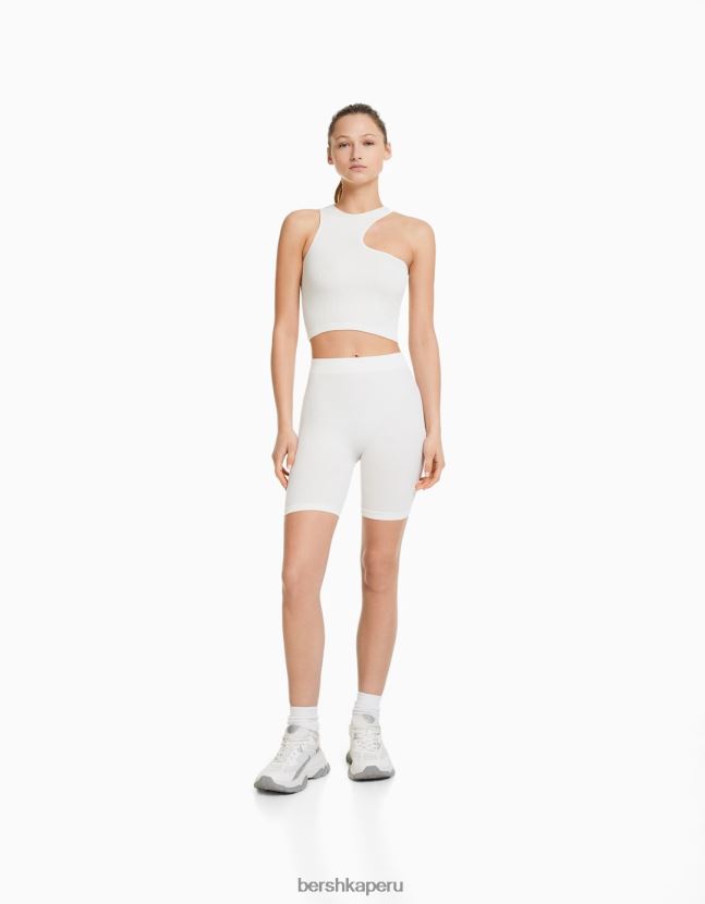 crema Bershka mujer shorts tipo legging de canalé sin costuras 806J6B1703
