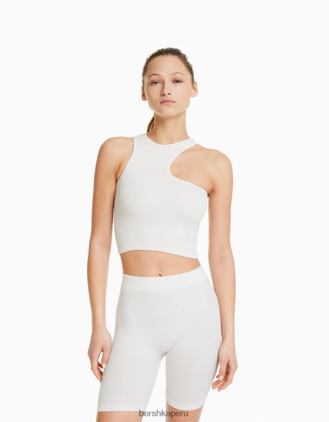 crema Bershka mujer shorts tipo legging de canalé sin costuras 806J6B1703