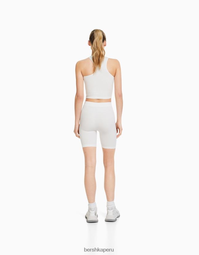 crema Bershka mujer shorts tipo legging de canalé sin costuras 806J6B1703