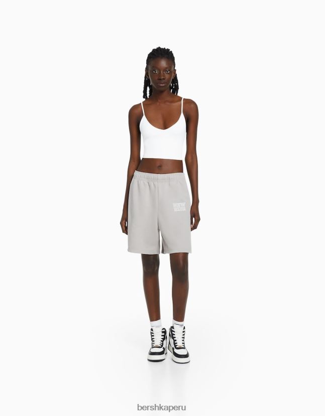 gris Bershka mujer pantalones cortos de algodón afelpados 806J6B1729