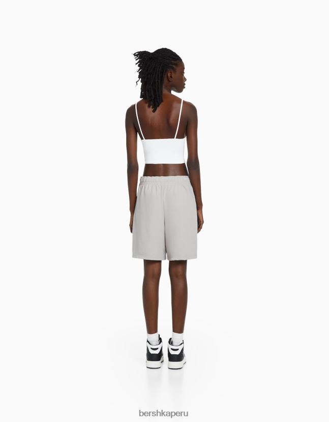 gris Bershka mujer pantalones cortos de algodón afelpados 806J6B1729