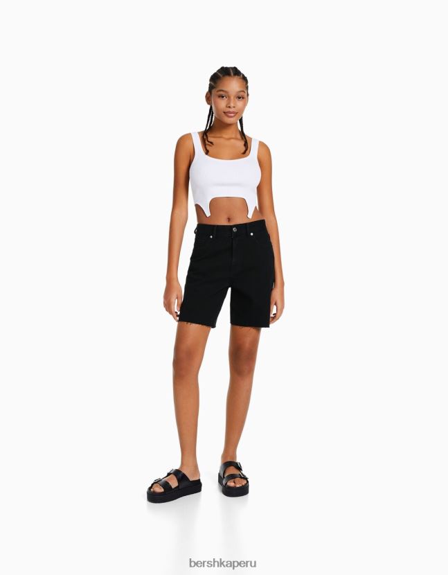 negro Bershka mujer bermudas de mezclilla vintage 806J6B1691