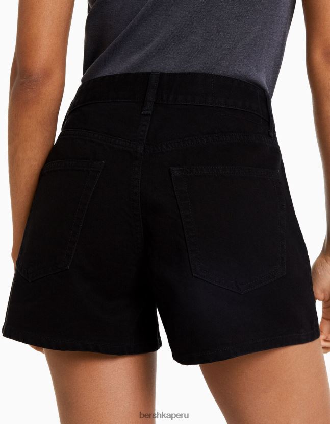 negro Bershka mujer shorts de mezclilla mom fit 806J6B1685