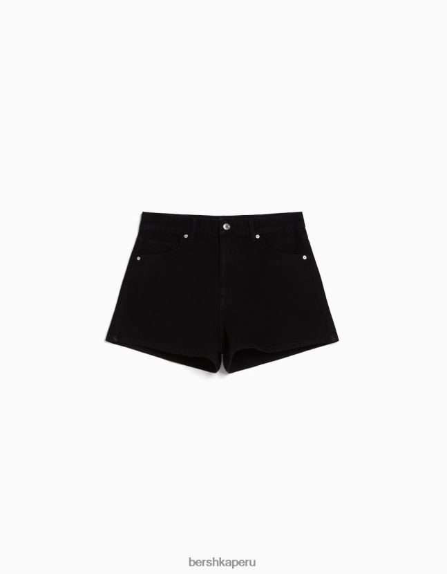 negro Bershka mujer shorts de mezclilla mom fit 806J6B1685