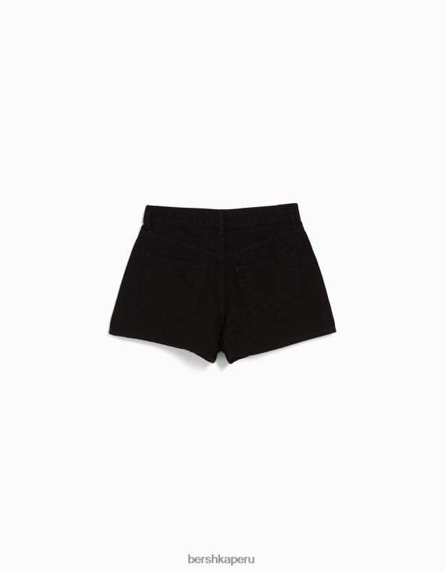 negro Bershka mujer shorts de mezclilla mom fit 806J6B1685