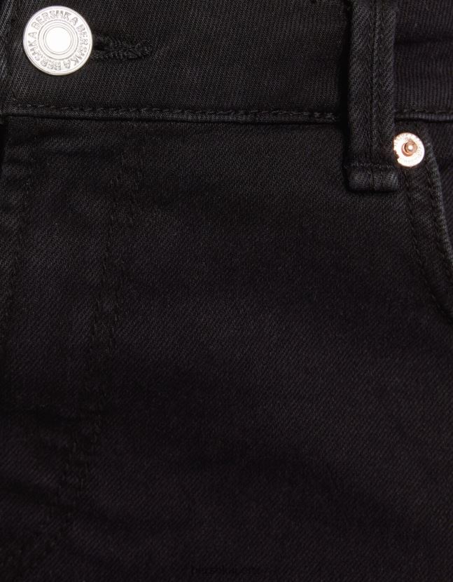 negro Bershka mujer shorts de sarga confort con dobladillos vueltos 806J6B1695