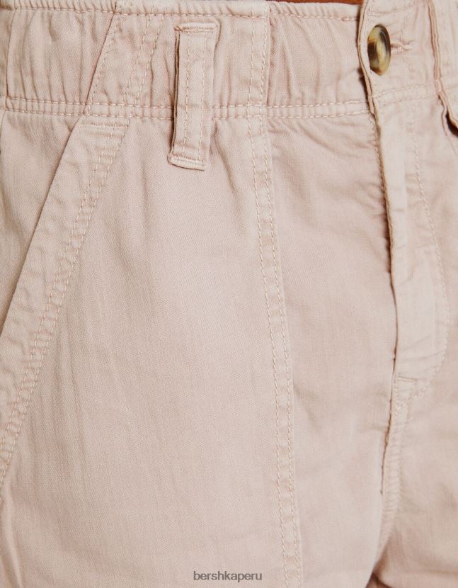 rosa Bershka mujer bermudas de algodón con diseño de bolsa de papel 806J6B1689