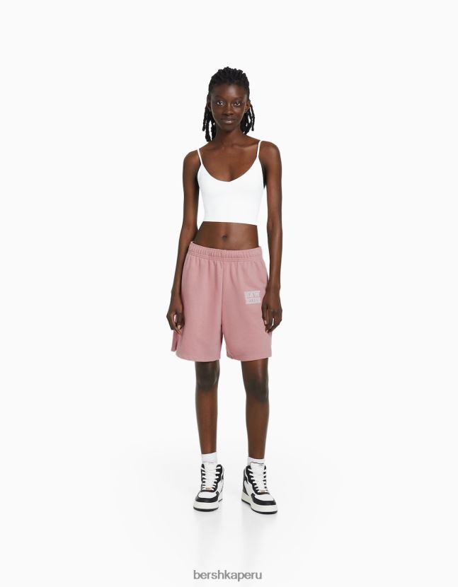 rosa Bershka mujer pantalones cortos de algodón afelpados 806J6B1730