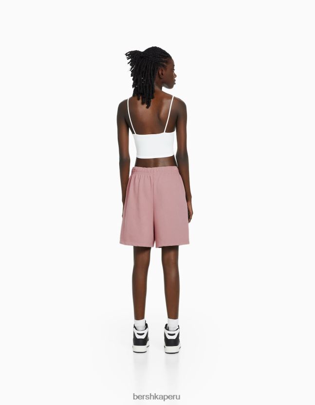 rosa Bershka mujer pantalones cortos de algodón afelpados 806J6B1730