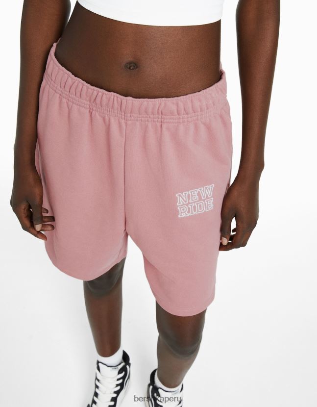 rosa Bershka mujer pantalones cortos de algodón afelpados 806J6B1730