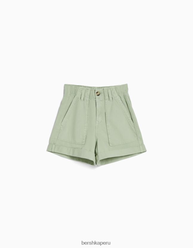 verde Bershka mujer bermudas de algodón con diseño de bolsa de papel 806J6B1688