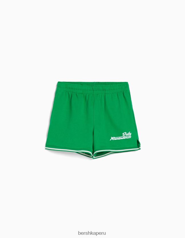 verde Bershka mujer shorts de felpa estampados con ribetes 806J6B1735