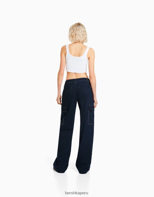 Armada Bershka mujer pantalones cargo a rayas diplomáticas 806J6B1348