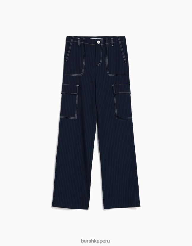 Armada Bershka mujer pantalones cargo a rayas diplomáticas 806J6B1348