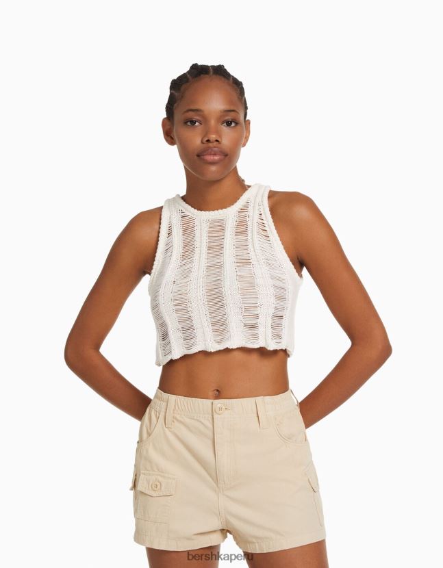 arena Bershka mujer bermudas multi cargo de algodón 806J6B1383