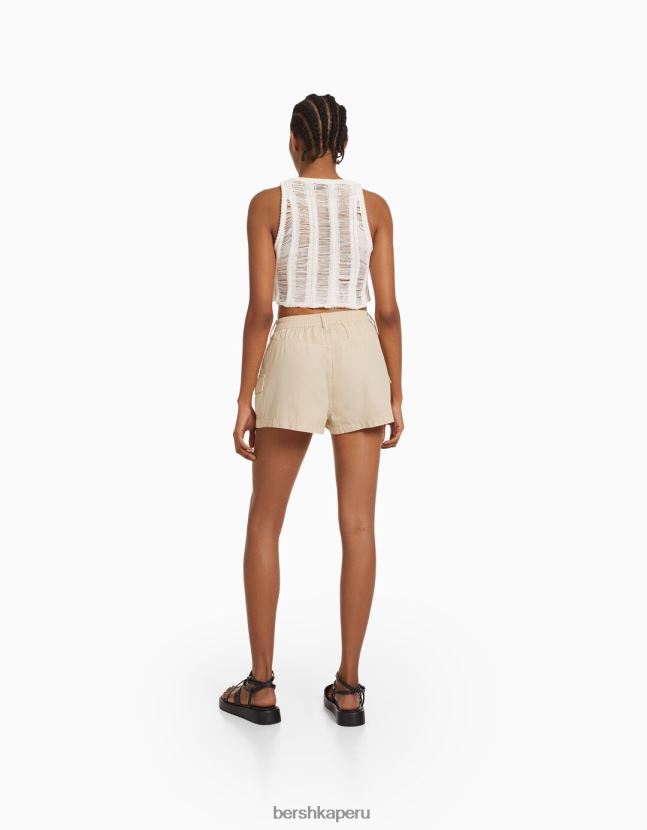 arena Bershka mujer bermudas multi cargo de algodón 806J6B1383