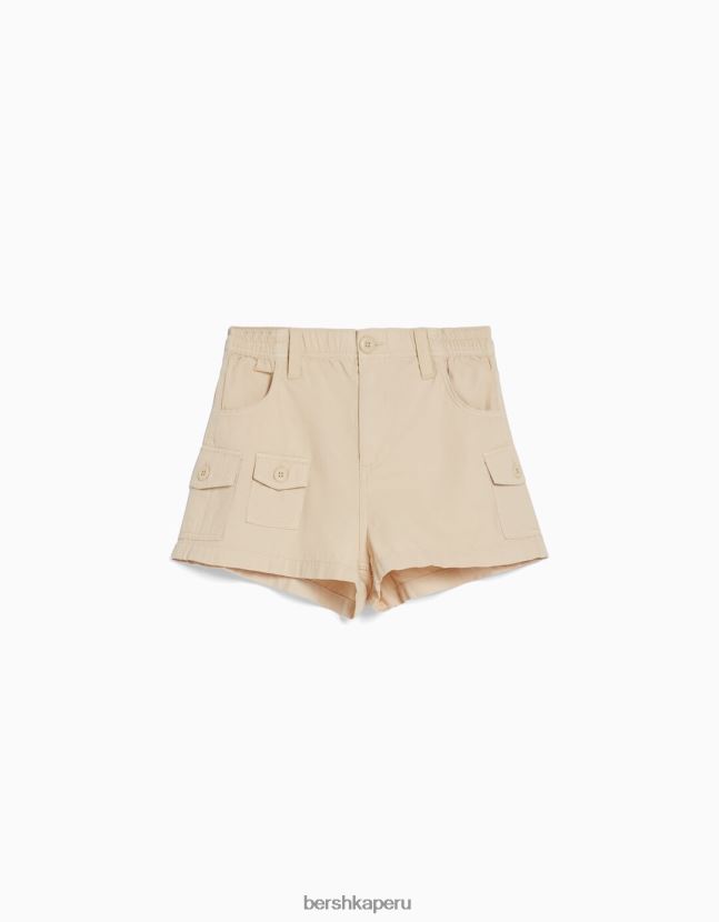 arena Bershka mujer bermudas multi cargo de algodón 806J6B1383