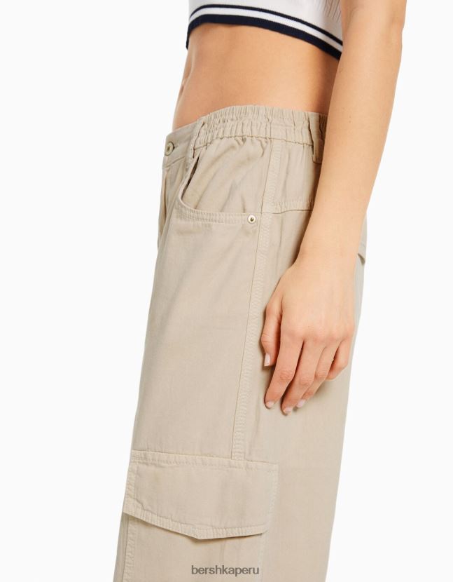 arena Bershka mujer joggers de algodón con cintura fruncida y bolsillos 806J6B1345