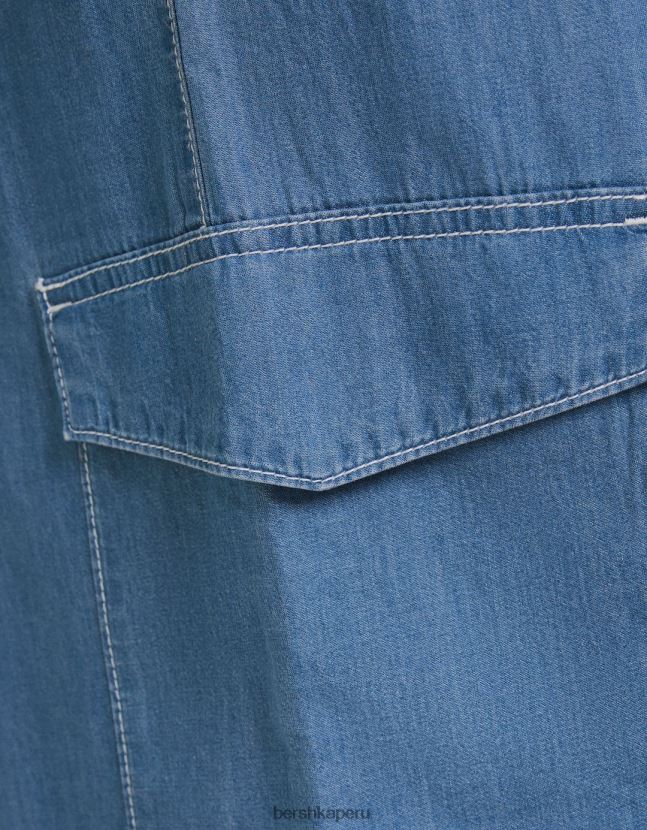 azul Bershka mujer vaqueros cargo con corte globo ancho 806J6B1314