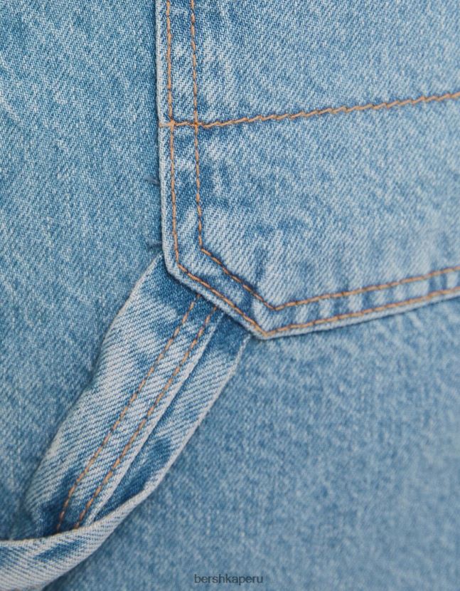azul claro Bershka mujer bermudas de mezclilla de carpintero 806J6B1392