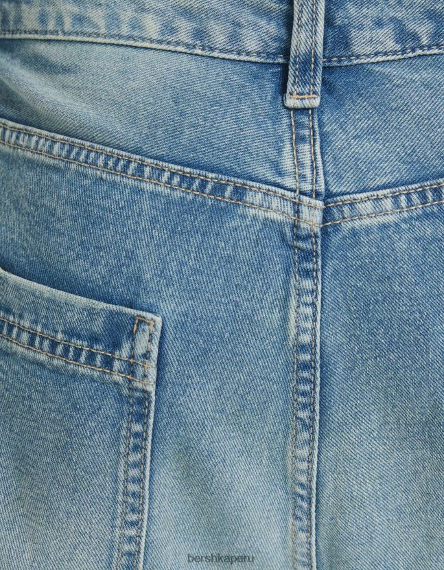 azul claro Bershka mujer jeans cargo con múltiples bolsillos 806J6B1292