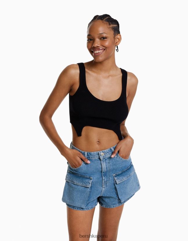azul claro Bershka mujer shorts de mezclilla cargo 806J6B1374