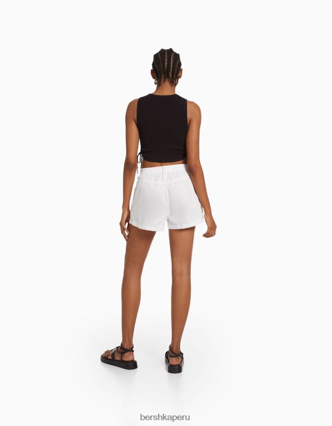 blanco Bershka mujer bermudas multi cargo de algodón 806J6B1382