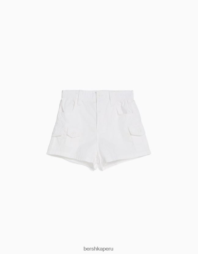 blanco Bershka mujer bermudas multi cargo de algodón 806J6B1382