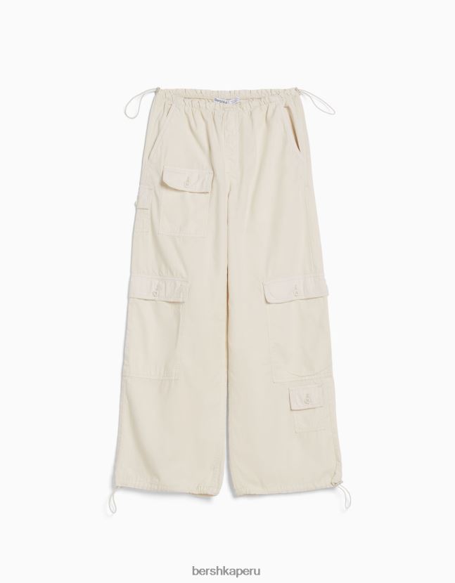 blanquecino Bershka mujer pantalones de paracaídas de carga 806J6B1300