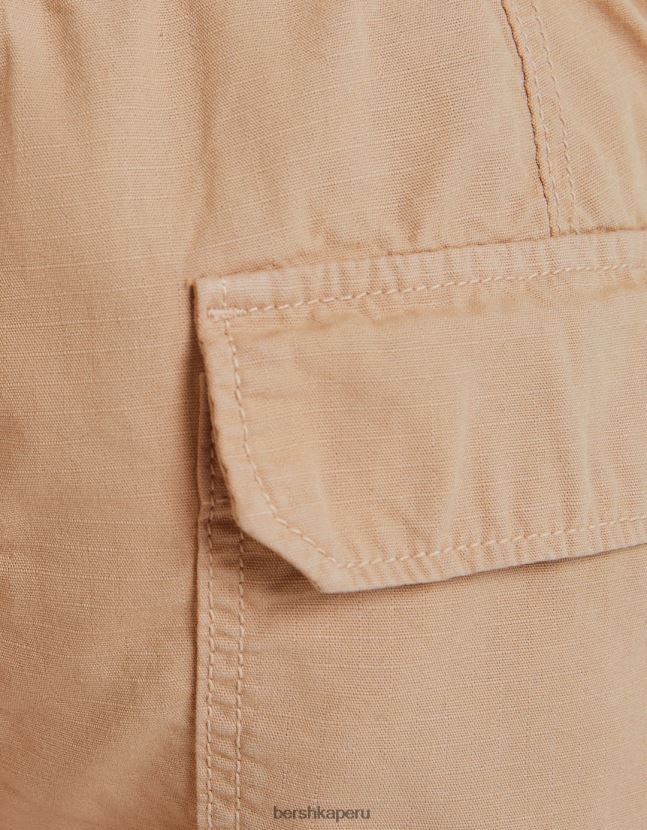 camello Bershka mujer pantalones cargo con cordón 806J6B1335