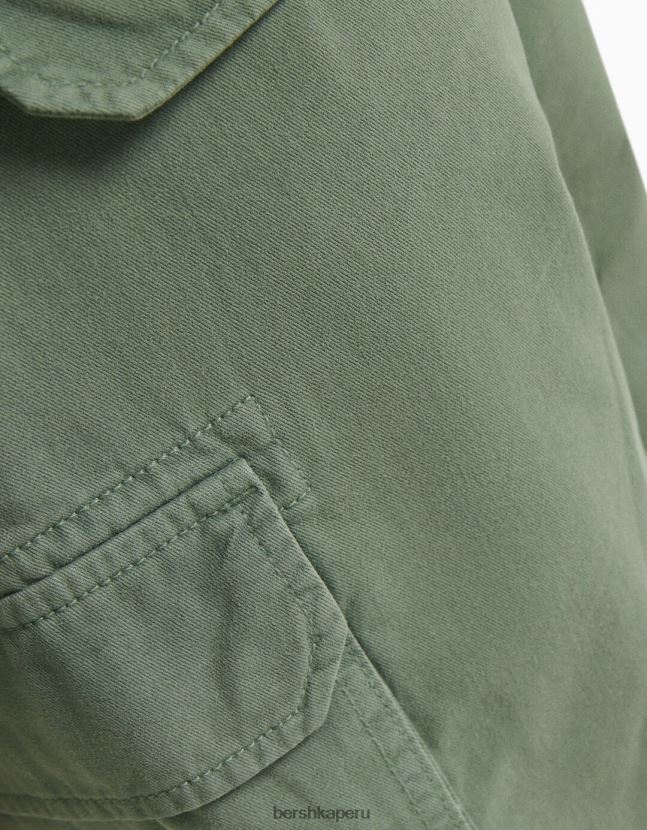 caqui Bershka mujer bermudas cargo de algodón con tirantes 806J6B1298