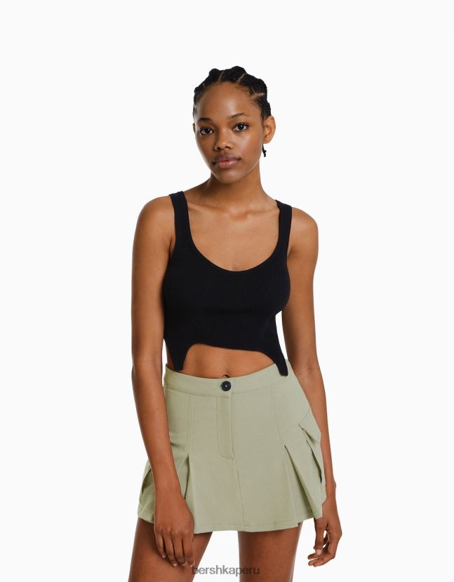 caqui Bershka mujer falda pantalón cargo de sastre con bolsillos 806J6B1366