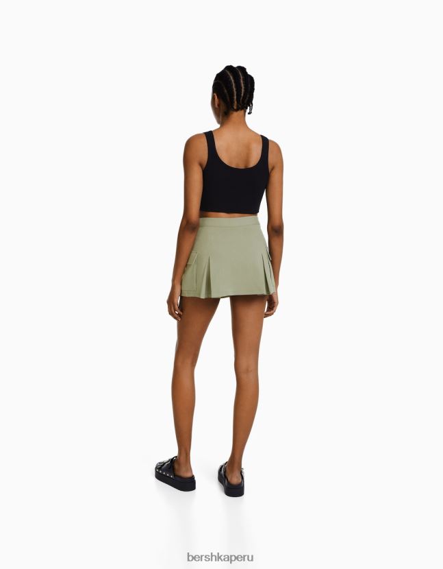caqui Bershka mujer falda pantalón cargo de sastre con bolsillos 806J6B1366