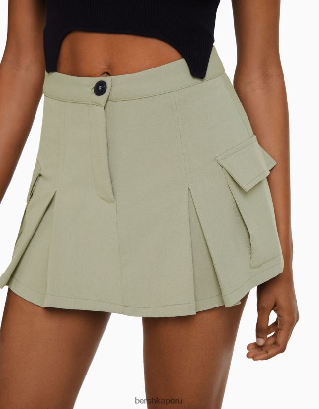 caqui Bershka mujer falda pantalón cargo de sastre con bolsillos 806J6B1366