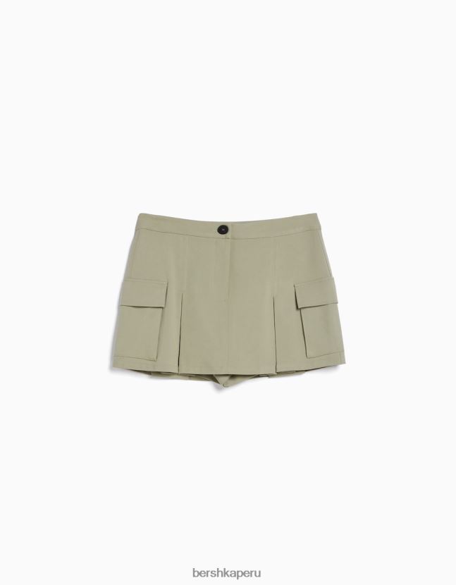 caqui Bershka mujer falda pantalón cargo de sastre con bolsillos 806J6B1366