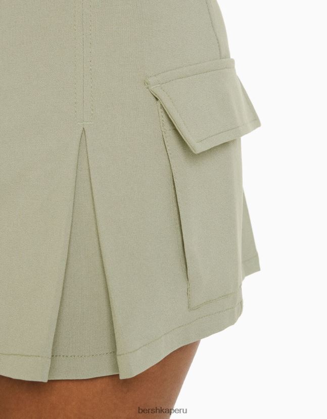 caqui Bershka mujer falda pantalón cargo de sastre con bolsillos 806J6B1366