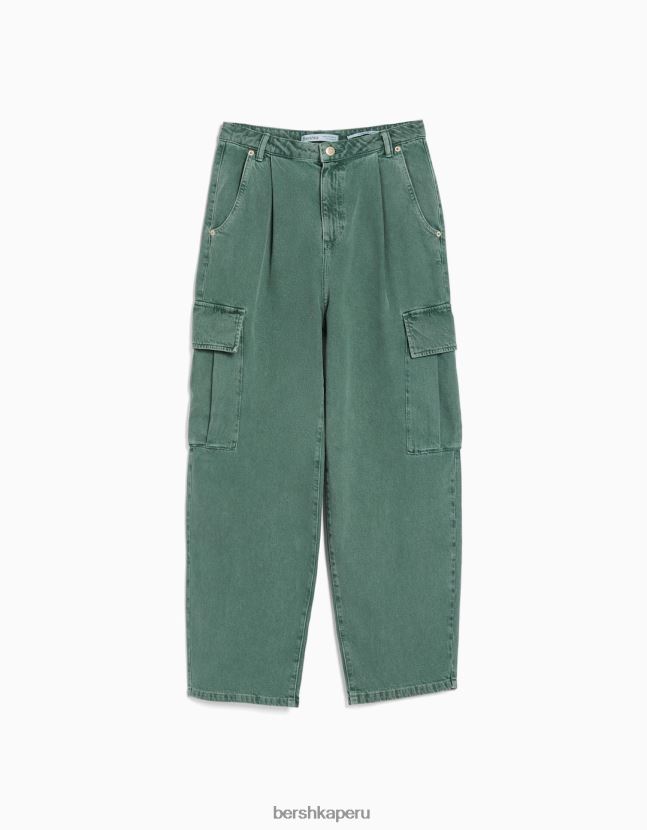 caqui Bershka mujer pantalones cargo con corte globo 806J6B1358
