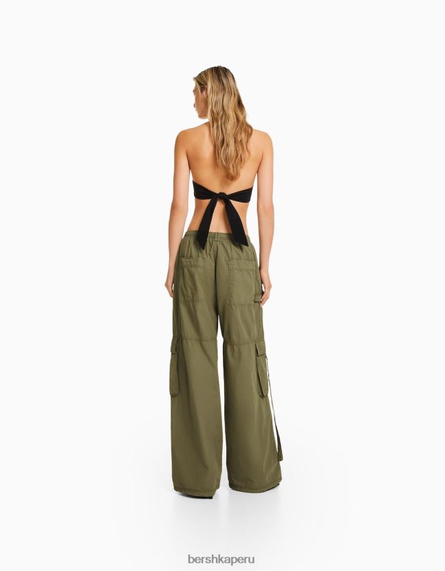 caqui Bershka mujer pantalones cargo de pulpo de sarga 806J6B1329