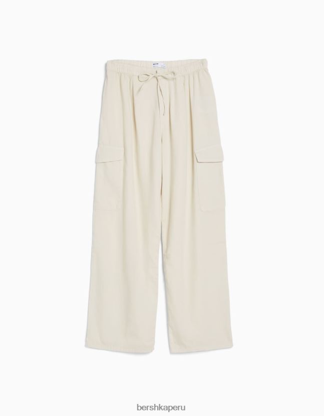 crema Bershka mujer vaqueros cargo con corte globo ancho 806J6B1316