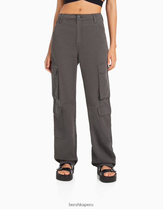 exclusivo Bershka mujer pantalones cargo de sarga ajustables con múltiples bolsillos 806J6B1293