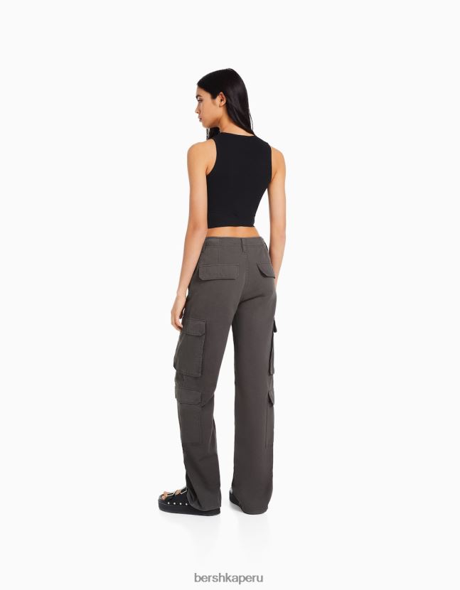 exclusivo Bershka mujer pantalones cargo de sarga ajustables con múltiples bolsillos 806J6B1293