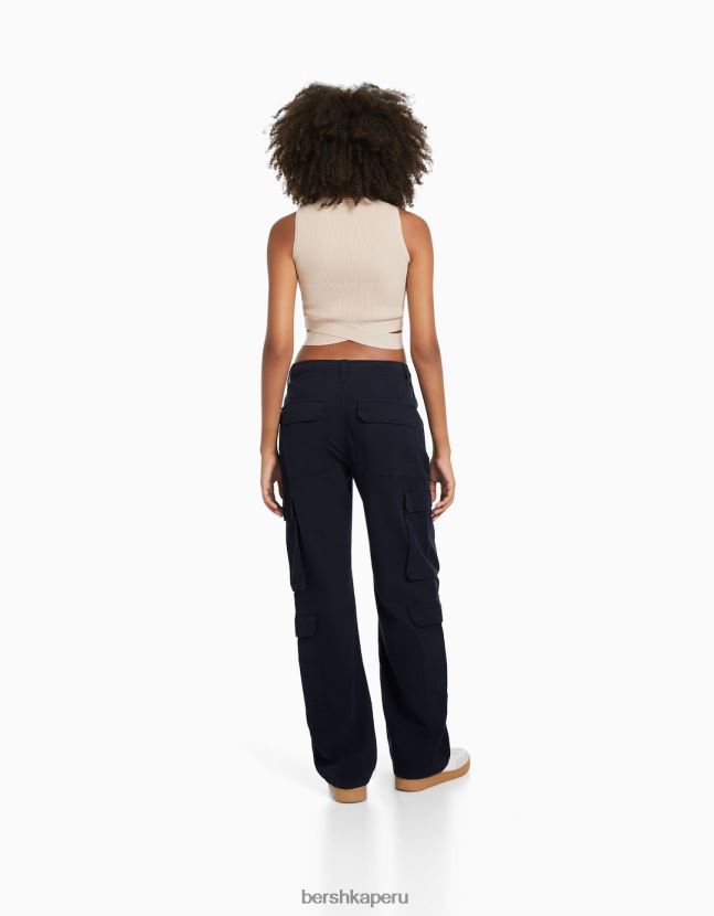 exclusivo Bershka mujer pantalones cargo de sarga ajustables con múltiples bolsillos 806J6B1323